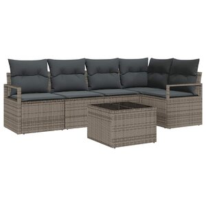 vidaXL Ensemble de canapé de jardin 6 Pièces Gris Poly rotin