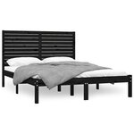 vidaXL Cadre de lit Noir Bois massif 150x200 cm Très grand