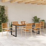 vidaXL Ensemble de salle à manger pour jardin 7 Pièces Beige  Marron