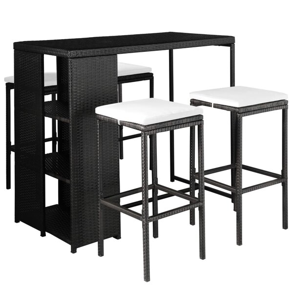vidaXL Ensemble à manger d'extérieur 5Pièces avec coussins Résine tressée