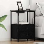 vidaXL Table de nuit avec station de chargement avec tiroir Chêne noir