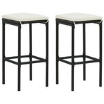 vidaXL Tabourets de bar avec coussins lot de 2 noir résine tressée