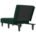 vidaXL Chaise longue vert foncé velours