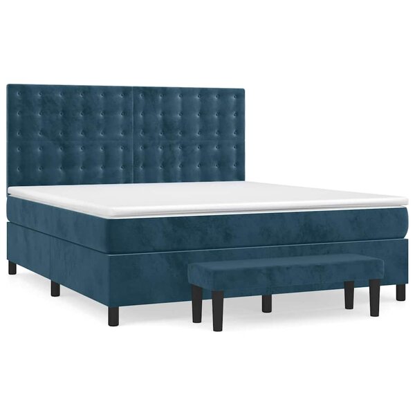 vidaXL Sommier à lattes de lit et matelas Bleu foncé 180x200cm Velours