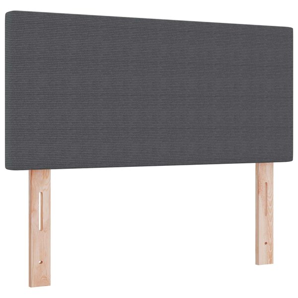 vidaXL Tête de lit LED Gris foncé 90 cm Tissu en velours côtelé