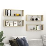 vidaXL Étagères cube murales 4 Pièces Chêne sonoma 80x15x26 5 cm