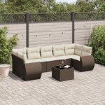 vidaXL Salon de jardin 8 Pièces avec coussins marron résine tressée