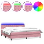 vidaXL Sommier à lattes de lit avec matelas rose 180x220 cm velours