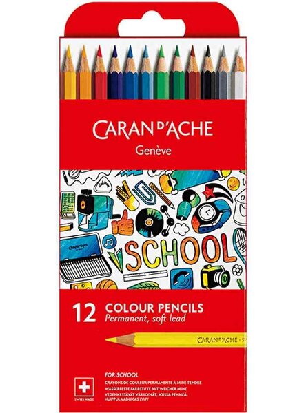 Crayons de couleur SCHOOL permanent  étui de 12 CARAN D'ACHE