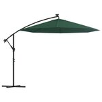 vidaXL Parasol avec éclairage LED 300 cm Poteau en métal Vert