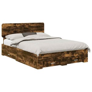 vidaXL Cadre de lit Chêne fumé 140 x 190 cm Bois d'ingénierie