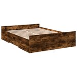 vidaXL Cadre de lit à tiroirs chêne fumé 135x190 cm bois d'ingénierie