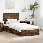 vidaXL Lit de Rangement Chêne fumé 75 x 190 cm Bois d'ingénierie