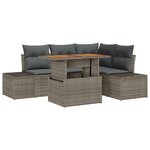 vidaXL Ensemble de canapés de jardin 5 pièces avec coussins gris en polyrotin