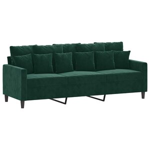 vidaXL Canapé à 3 places Vert foncé 180 cm Velours