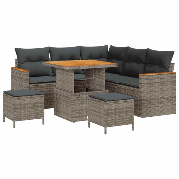 vidaXL Ensemble de canapé de jardin 8 Pièces Gris polyrotin