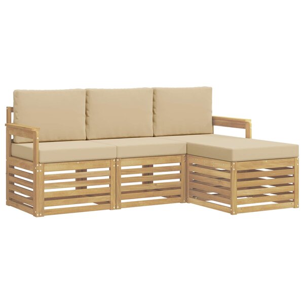 vidaXL Ensemble de canapés d'extérieur 4 Pièces Blanc et Beige