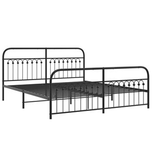vidaXL Cadre de lit métal avec tête de lit/pied de lit noir 183x203 cm