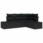 vidaXL Ensemble de canapé de jardin 4 Pièces Noir Poly rotin