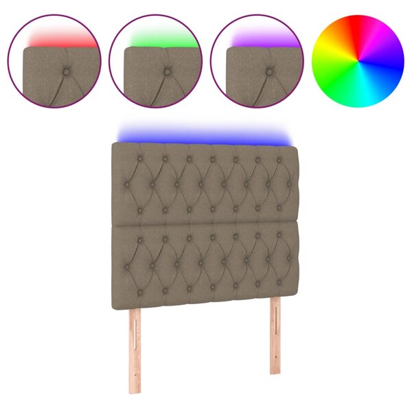 vidaXL Tête de lit à LED Taupe 100x7x118/128 cm Tissu