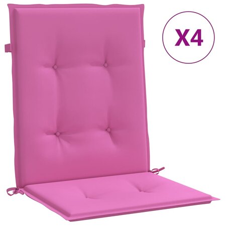 vidaXL Coussins de chaise à dossier bas lot de 4 rose tissu