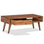 vidaXL Table basse Bois massif avec tiroir sculpté 100x50x40 cm