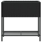 vidaXL Jardinière avec étagère noir résine tressée