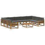 vidaXL Ensemble de canapés d'extérieur 10 Pièces Naturel et Anthracite
