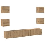vidaXL Meuble TV 6 Pièces Marron 200 x 30 x 30 cm Bois d'ingénierie