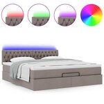 vidaXL Lit ottoman avec matelas et LED Taupe 180x200cm tissu