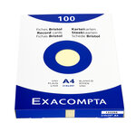 Étui de 100 fiches bristol uni non perforé 210x297mm Jaune EXACOMPTA
