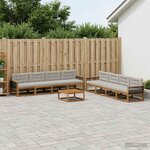 vidaXL Ensemble de canapés d'extérieur 9 Pièces Naturel et Gris clair