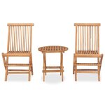 vidaXL Ensemble à manger d'extérieur pliable 3 Pièces bois solide de teck