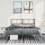 vidaXL Cadre de lit métal sans matelas avec pied de lit noir 135x190cm