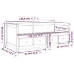 vidaXL Lit de jour 75x190 cm Bois de pin massif
