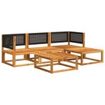 vidaXL Ensemble de canapés de jardin 5 pièces avec coussins en bois d'acacia et rotin