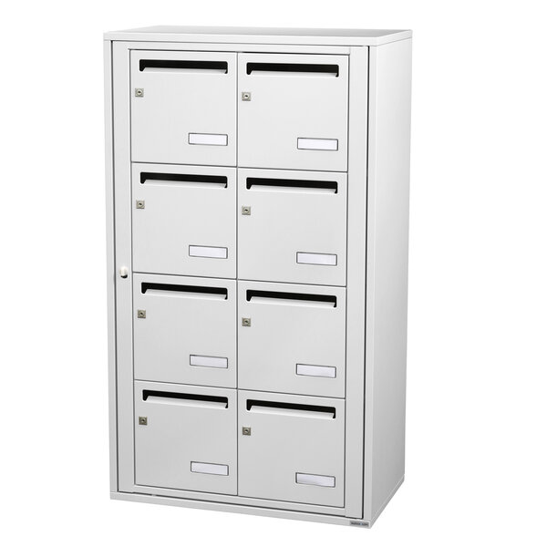 Bloc collectif Leabox 2x4  grade 3  simple face  intérieur  fixation murale  blanc neige ral 9016 finition brillante