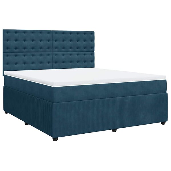 vidaXL Sommier à lattes de lit et matelas Bleu foncé 180x200cm Velours