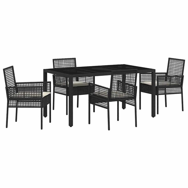 vidaXL Ensemble de salle à manger pour jardin 5 Pièces Noir polyrotin