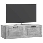 vidaXL Meuble TV mural Gris béton 98 x 41 x 30 cm Bois d'ingénierie
