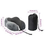 vidaXL Oreiller de Voyage pour le Cou Gris 27 x 26 x 14 cm Velours