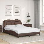 vidaXL Lit Viana avec matelas marron 140x200 cm similicuir