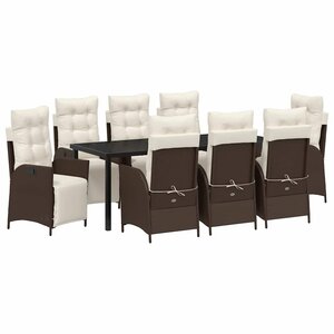 vidaXL Ensemble de salle à manger pour jardin 9 Pièces Marron polyrotin