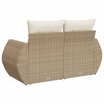 vidaXL Canapé de jardin avec coussins 2 places beige résine tressée