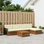 vidaXL Ensemble de canapés d'extérieur 6 Pièces Naturel et Crème