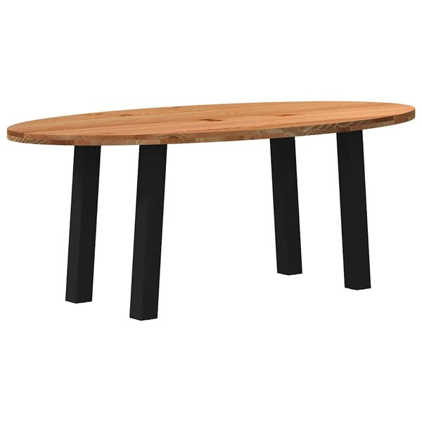 vidaXL Table à manger marron clair bois de chêne massif ovale
