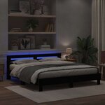 vidaXL Cadre de lit avec LED Chêne noir 200 x 200 cm Bois d'ingénierie