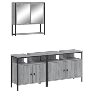 vidaXL Ensemble de meubles de salle de bain 3 Pièces Sonoma gris