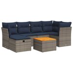 vidaXL Salon de jardin avec coussins 7 Pièces gris résine tressée