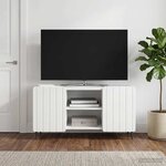 vidaXL Meuble TV Blanc brillant 102 x 34 5 x 52 cm Bois d'ingénierie